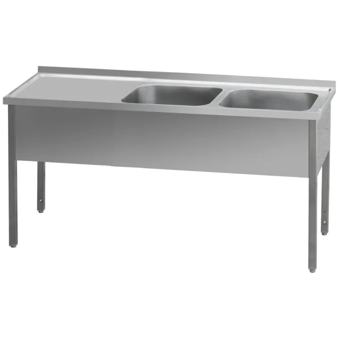 Table de lavage 190 -x70x90 - 2x évier 40x50x30 égouttoir gauche MSDOL 7019 - Redfox