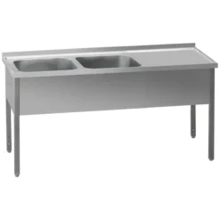 Table de lavage 190 -x70x90 - 2x évier 40x50x30 égouttoir droit MSDOP 7019 - Redfox