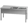 Table de lavage 210x60x90 - 2x évier 60x50x30 égouttoir gauche MSDOL 6021 - Redfox