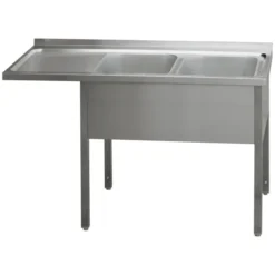 Table de lavage 150x70x90 - 2x évier 40x50x30 égouttoir gauche MSDOL/M 7015 - Redfox