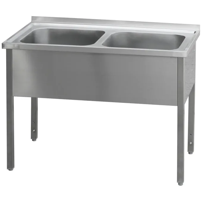 Table de lavage 140x60x90 - 2x évier 60x50x30 MSD 6014 - Redfox