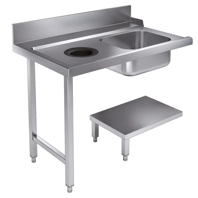 Table d'Entrée Avec Etagère et Trou Vide Déchets 1200 Gauche Pour 7280.0045-0046 - Combisteel