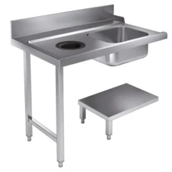 Table d'Entrée Avec Etagère et Trou Vide Déchets 1200 Gauche Pour 7280.0045-0046 - Combisteel