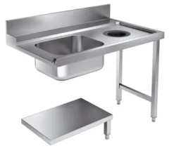 Table d'Entrée Avec Etagère et Trou vide Déchets 1200 Droite Pour7280.0045-0046 - Combisteel