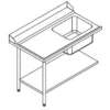 Table de Prélavage Lave-Vaisselle à Capot - Accrochage à Gauche - L 700 mm - Elettrobar