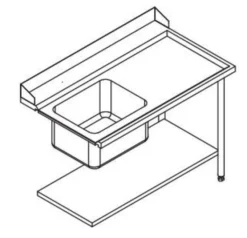 Table de Prélavage Lave-Vaisselle à Capot - Accrochage à Droite - L 1200 mm - Elettrobar