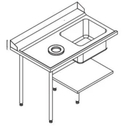 Table de Prélavage Lave-Vaisselle à Capot avec Vide-Ordures - Accrochage à Gauche - L 1200 mm - Elettrobar
