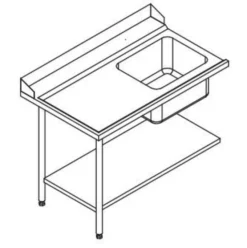 Table de Prélavage Lave-Vaisselle à Capot - Accrochage à Gauche - L 1200 mm - Elettrobar