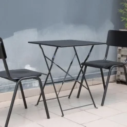 Table de Terrasse Noire en Acier Carrée 600 mm - Bolero