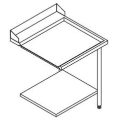 Table Entrée et Sortie en Angle Lave-Vaisselle à Capot Paniers 600 x 500 - Accrochage Droite - L 700 mm - Elettrobar