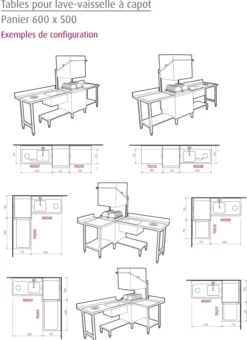 Table Entrée et Sortie en Angle Lave-Vaisselle à Capot Paniers 600 x 500 - Accrochage Droite/Gauche - L 700 mm - Elettrobar
