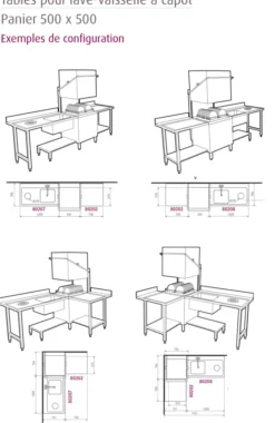 Table entrée/sortie pour machine à panier 500 x 500 ou 600 x 500