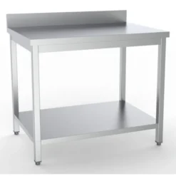 Table Inox de Travail avec Dosseret Gamme 700 - Largeur 1600 mm - Combisteel