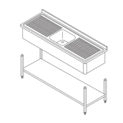 Table Lave-Vaisselle - 120 x 60 cm - avec Évier et Dosseret - Maxima