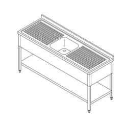 Table Lave-Vaisselle - 140 x 70 cm - avec Évier et Dosseret - Maxima