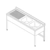 Table Lave-Vaisselle - 150 x 70 cm - avec 2 Éviers et Dosseret - Maxima