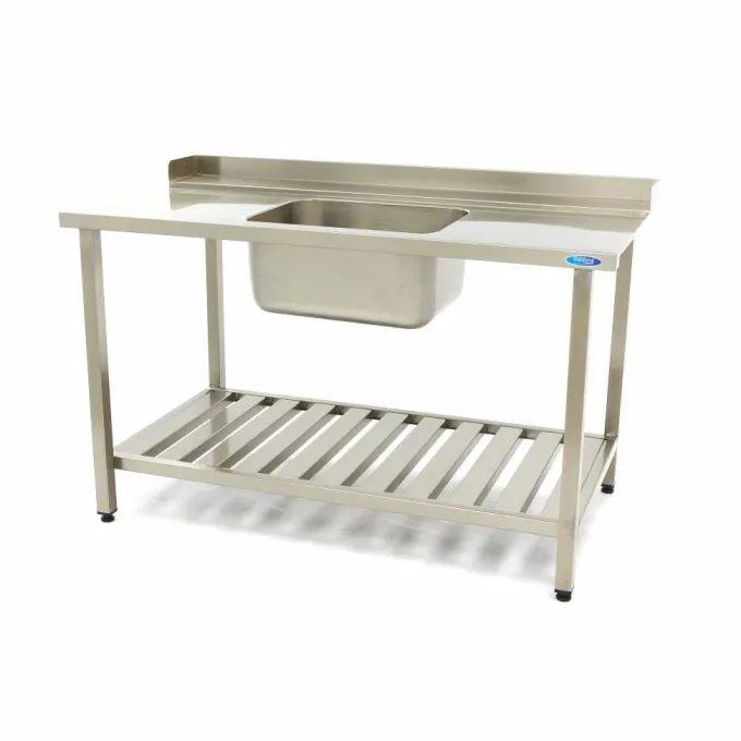 Table Lave-Vaisselle - 120 x 75 cm - Droite - avec Évier et Dosseret - Maxima