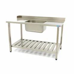 Table Lave-Vaisselle - 140 x 75 cm - Droite - avec Évier et Dosseret - Maxima