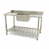 Table Lave-Vaisselle - 120 x 75 cm - Gauche - avec Évier et Dosseret - Maxima