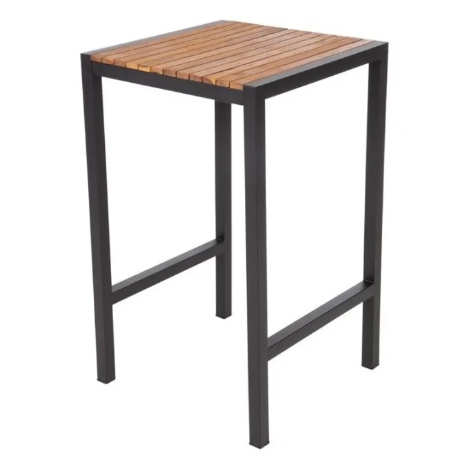 Table Mange-Debout Carré en Acier et Acacia - H1000 mm - Bolero