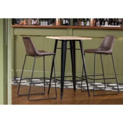 Table Mange-Debout Noire avec Plateau Bois - Bolero Bistro
