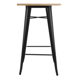 Table Mange-Debout Noire avec Plateau Bois - Bolero Bistro