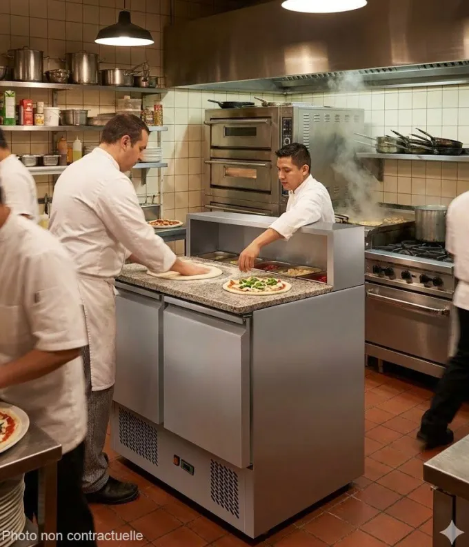 Table Pizza Réfrigérée - Saladette intégrée 5 bacs GN 1/6 - Atosa