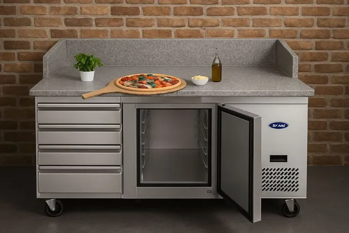 Table Pizza Réfrigérée Tropicalisée - 1 porte 7 tiroirs à pâtons - Atosa