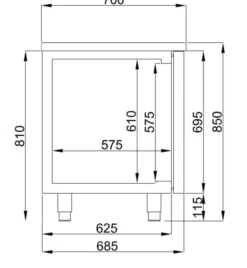 Table Réfrigérée Négative 3 Portes Mono-Bloc - Combisteel
