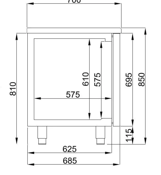 Table Réfrigérée Négative 3 Portes Mono-Bloc - Combisteel