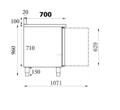 Table réfrigérée 4 portes avec dosseret - 700 positive - Combisteel