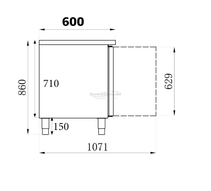 Table réfrigérée positive 600 - Inox 2 portes - Combisteel