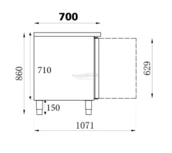 Table réfrigérée positive- Inox 3 portes GN1/1 avec évier - Combisteel