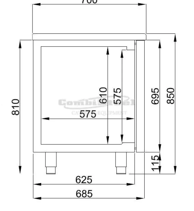 Table réfrigérée positive 700 - 2 portes mono block - Combisteel