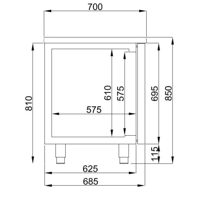 Table Réfrigérée Positive 4 Tiroirs Gamme 700 - Energy Line - Combisteel