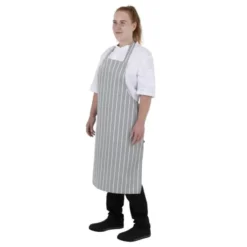 Tablier Bavette Rayé Gris et Blanc - Whites Chefs Clothing