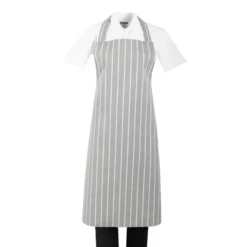 Tablier Bavette Rayé Gris et Blanc - Whites Chefs Clothing