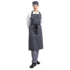 Tablier Bavette Rayé Marine et Blanc XL - Whites Chefs Clothing
