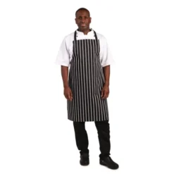 Tablier Bavette Rayé Noir et Blanc - Whites Chefs Clothing