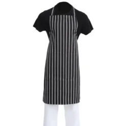 Tablier Bavette Rayé Noir et Blanc - Whites Chefs Clothing