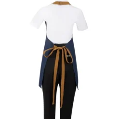 Tablier Court Denim Bleu Attaches Marron Clair - Southside