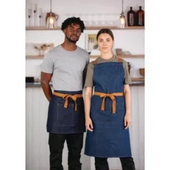 Tablier Serveur Southside Denim Bleu Et Ceinture Ocre - Southside