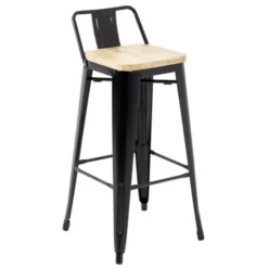 Tabourets Bistro Hauts Noirs - Assise Bois - Lot de 4 - Bolero