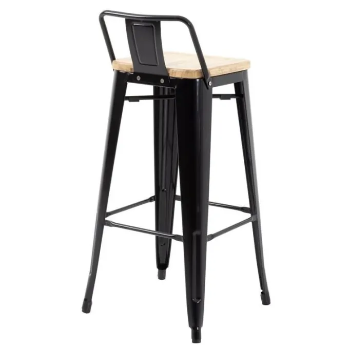 Tabourets Bistro Hauts Noirs - Assise Bois - Lot de 4 - Bolero