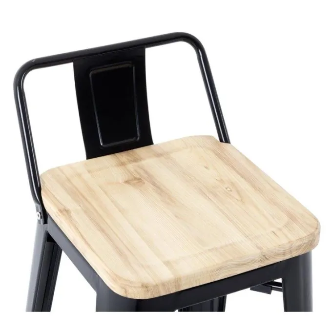Tabourets Bistro Hauts Noirs - Assise Bois - Lot de 4 - Bolero