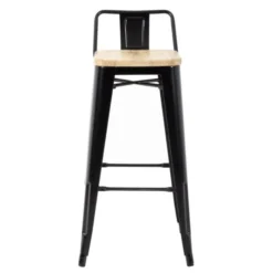 Tabourets Bistro Hauts Noirs - Assise Bois - Lot de 4 - Bolero