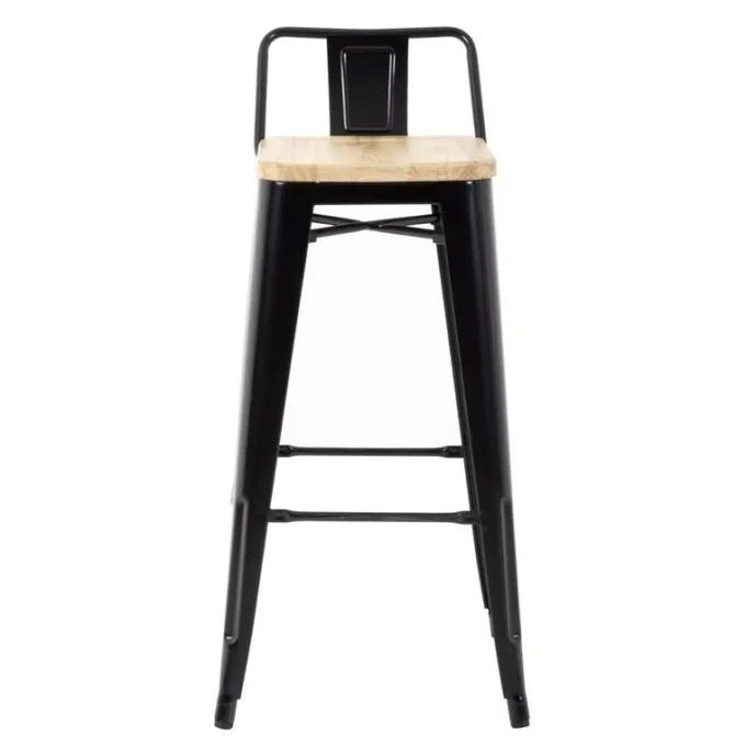 Tabourets Bistro Hauts Noirs - Assise Bois - Lot de 4 - Bolero