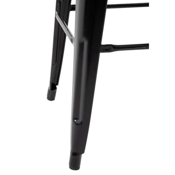 Tabourets Bistro Hauts Noirs - Assise Bois - Lot de 4 - Bolero