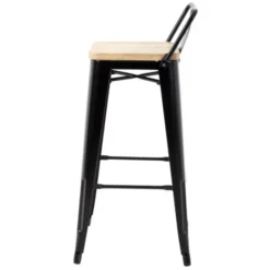 Tabourets Bistro Hauts Noirs - Assise Bois - Lot de 4 - Bolero