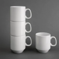 Tasses Empilables Blanches 284ml Lot de 12 Olympia
